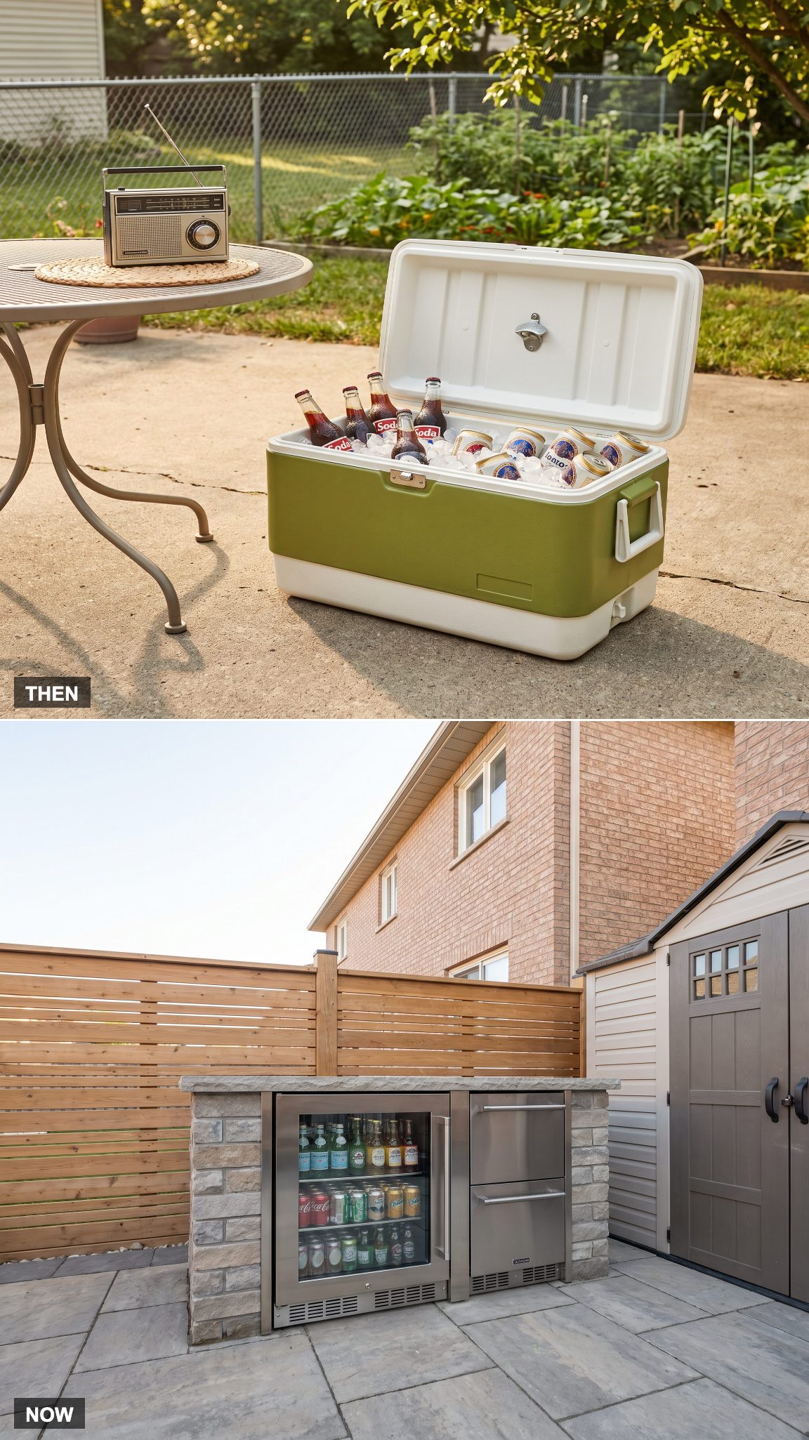 1975 plastic cooler transformed into an outdoor beverage center or refrigerator