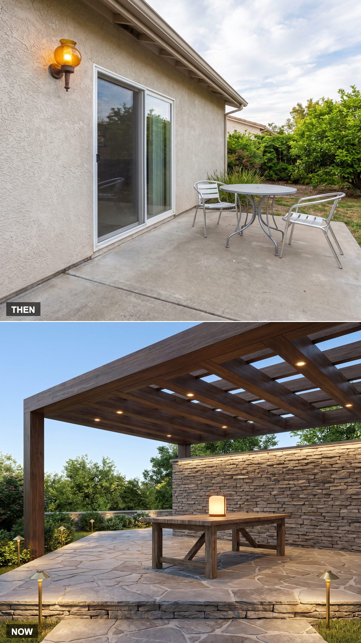 1975 porch light transformed into layered outdoor lighting