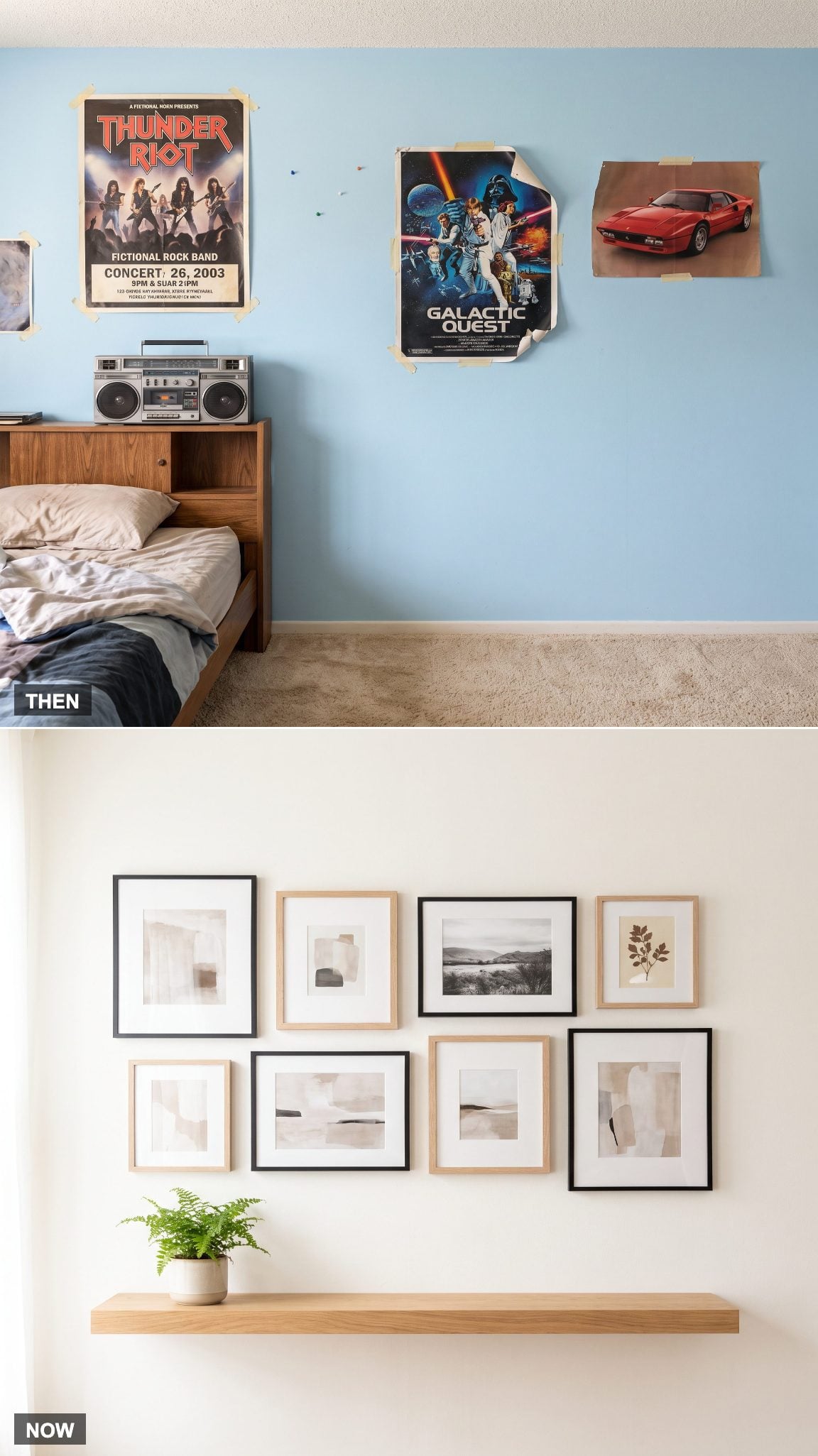 1985: Posters Taped to the Wall → NOW: Framed Prints and a Gallery Wall