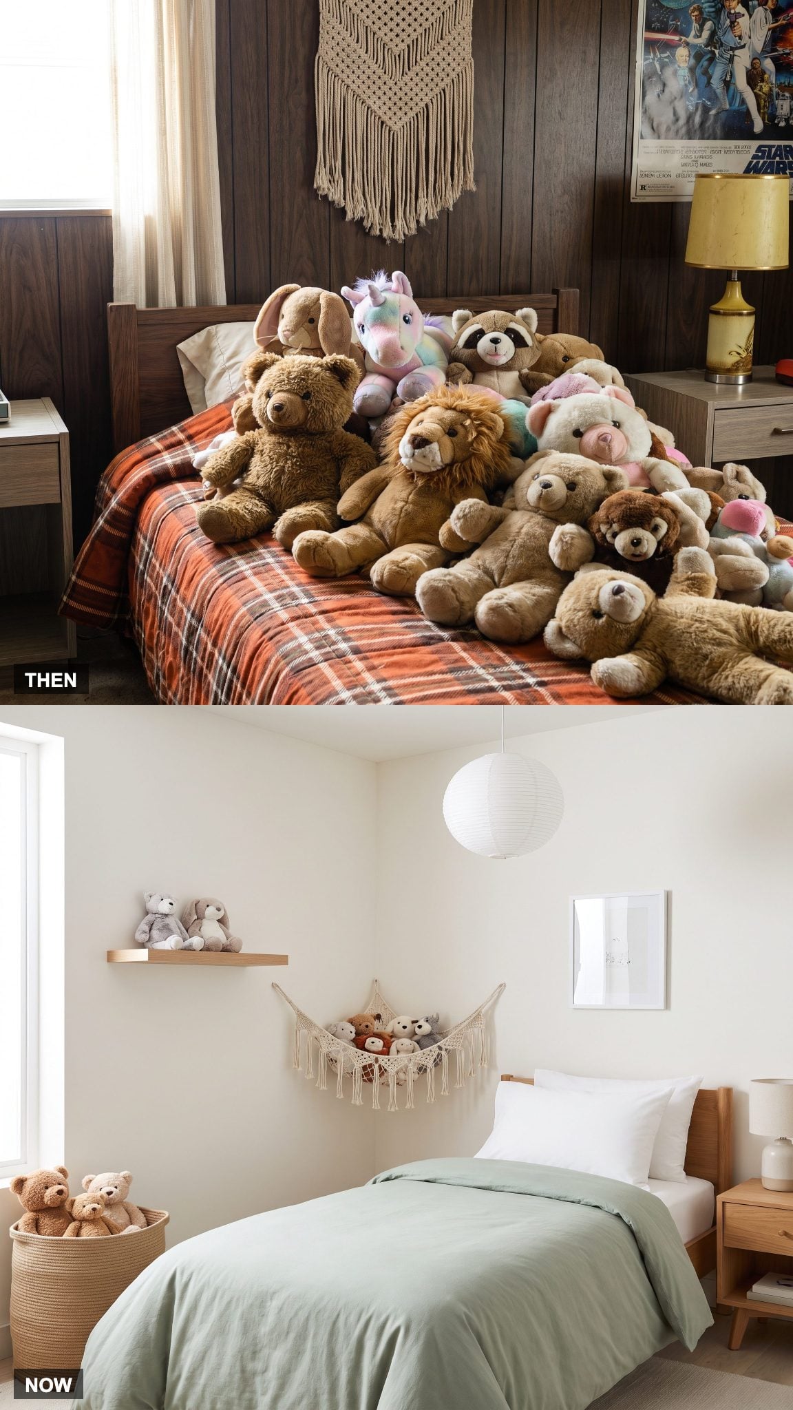 1985: Stuffed Animals Buried the Bed → NOW: Plush Toys Get Their Own Basket, Shelf, or Hammock