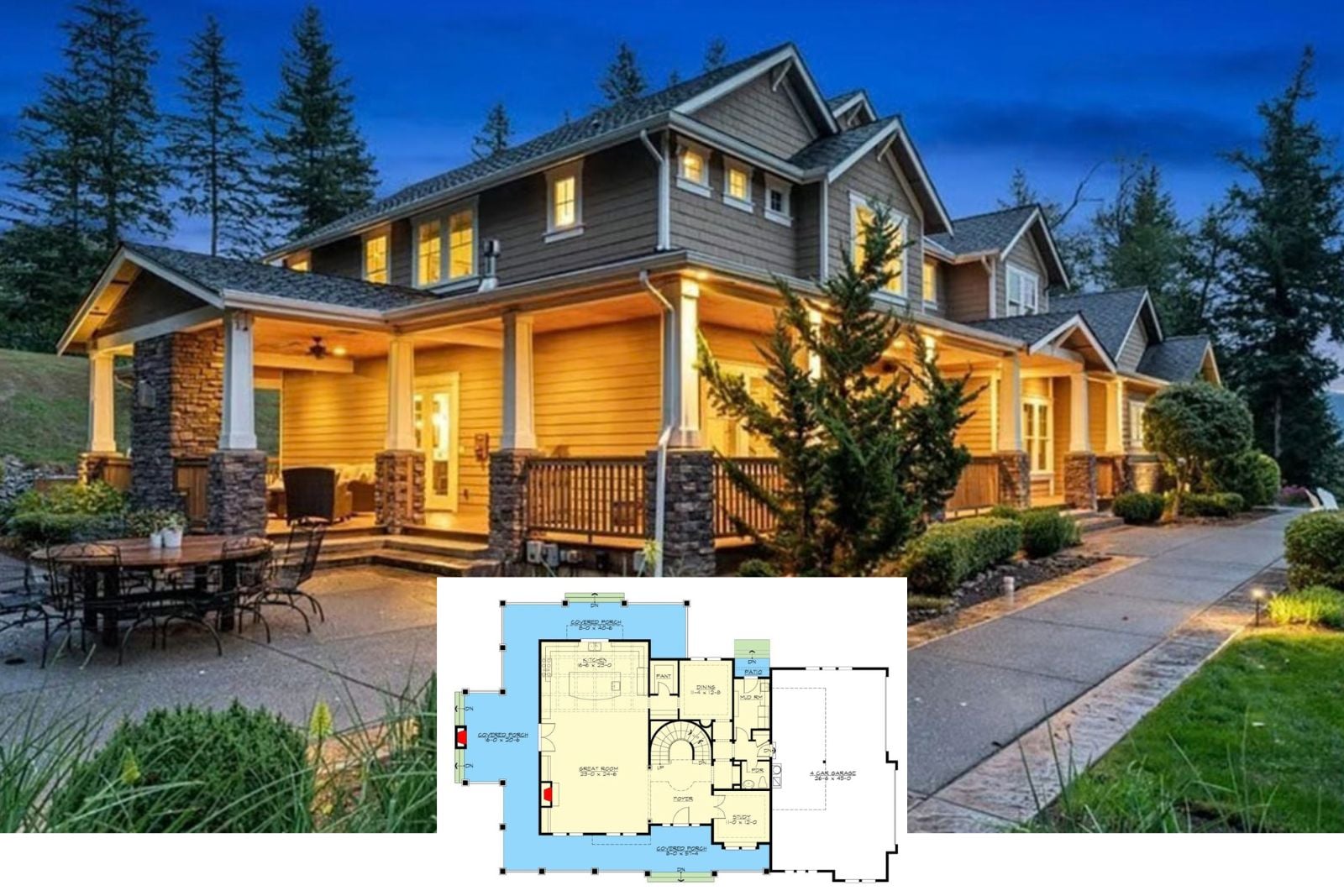 The Harrington 3-Bedroom Craftsman House Plan with Wraparound Porch (4,642 Sq. Ft. Floor Plan)