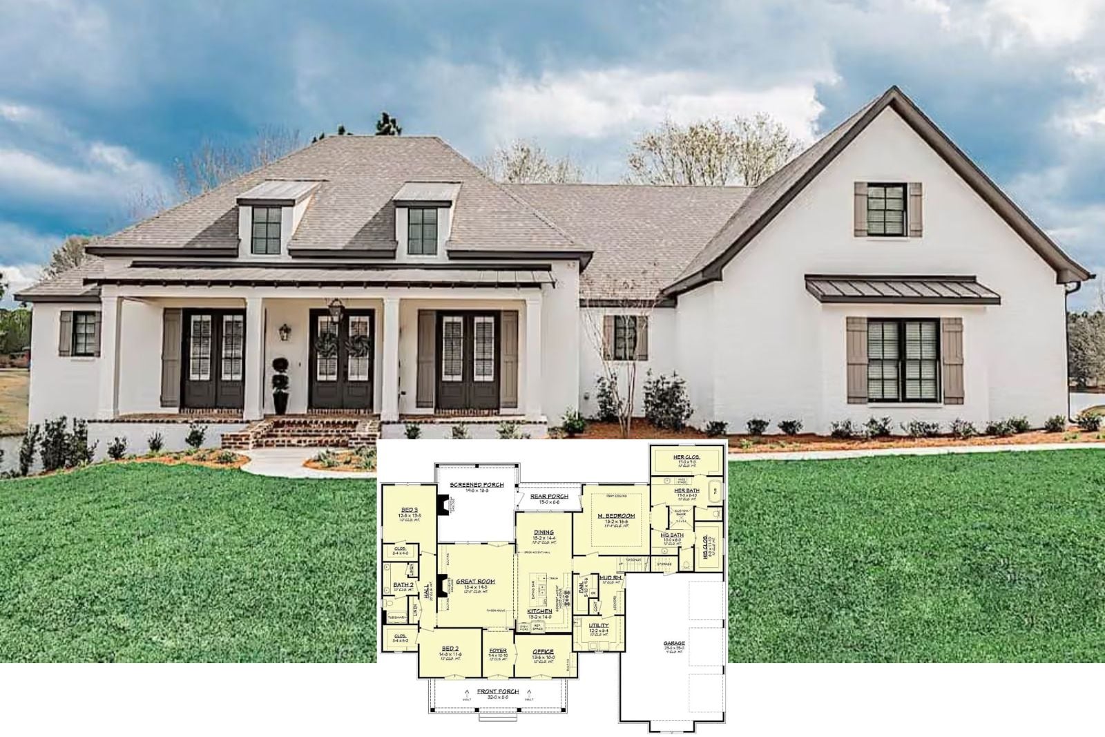 Delacroix 3-Bedroom French Country House Plan with Screened Porch (2,854 Sq. Ft. Floor Plan)