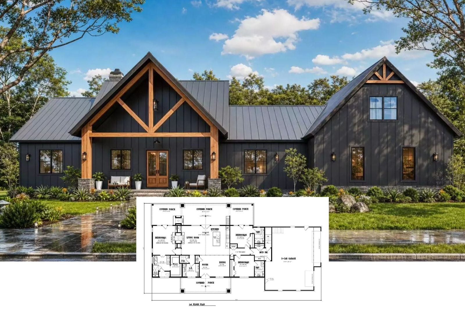 Haystack Ledge 3-Bedroom Modern Farmhouse Layout with Bonus Room (1,960 Sq. Ft. Floor Plan)