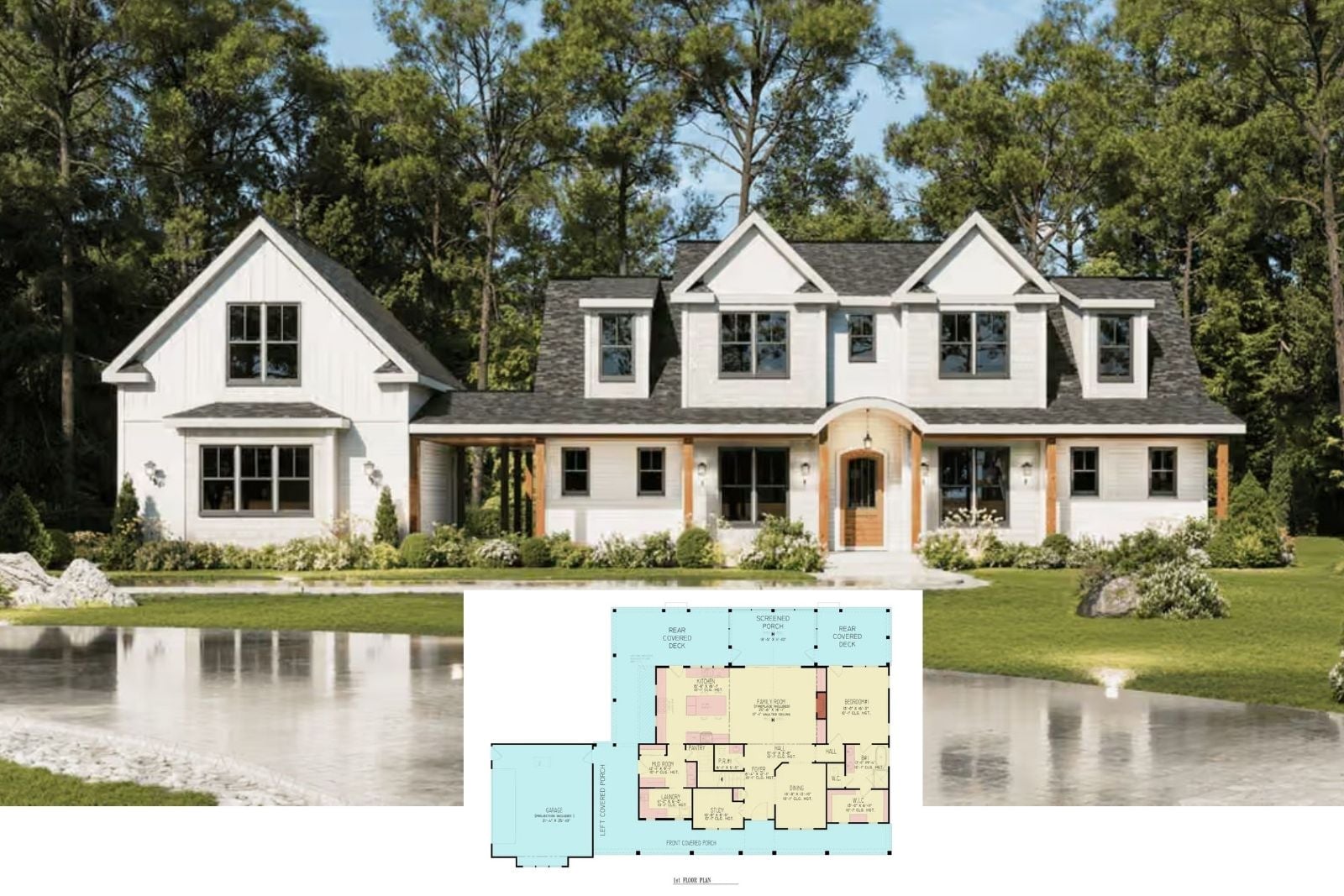 Heronwood 3-Bedroom Modern Farmhouse Layout with Wraparound Porch (2,694 Sq. Ft. Floor Plan)