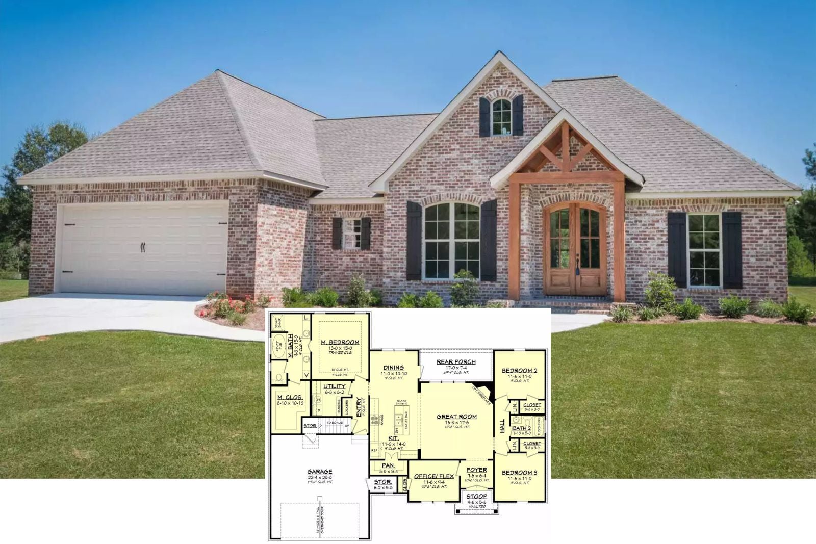 Sycamore 3-Bedroom French Country House Plan with Bonus Room (1,842 Sq. Ft. Floor Plan)