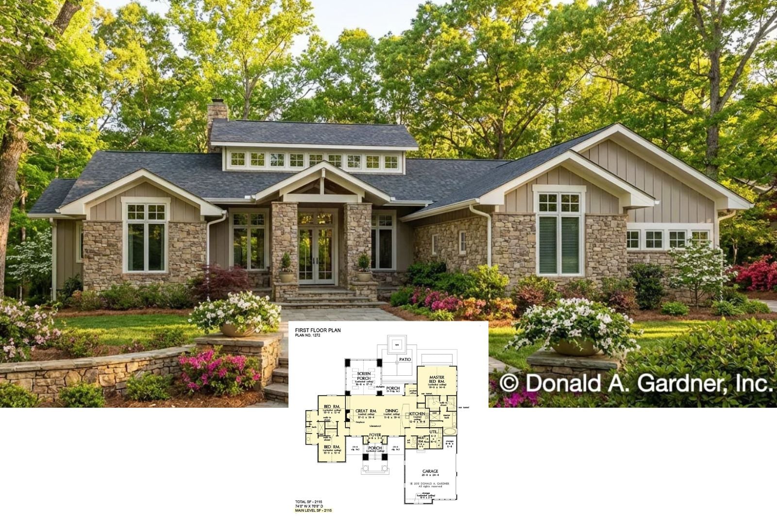 The Clearlake 3-Bedroom Modern Craftsman House Plan with Vaulted Great Room (2,115 Sq. Ft. Floor Plan)