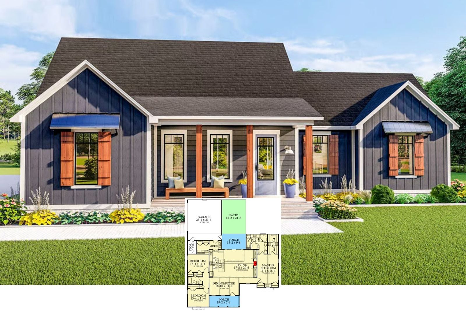 The Winslow 3-Bedroom Craftsman House Plan with Vaulted Great Room (1,936 Sq. Ft. Floor Plan)
