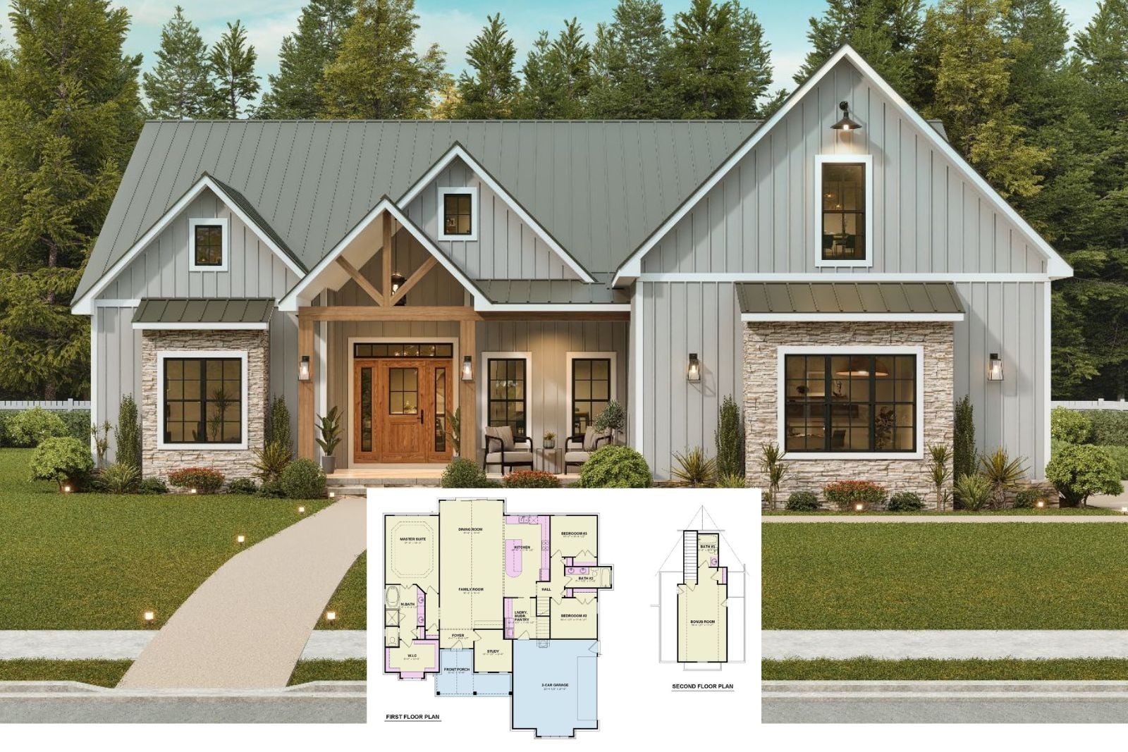 Whitemoore A 3-Bedroom Modern Farmhouse Layout with Front Porch (2,361 Sq. Ft. Floor Plan)