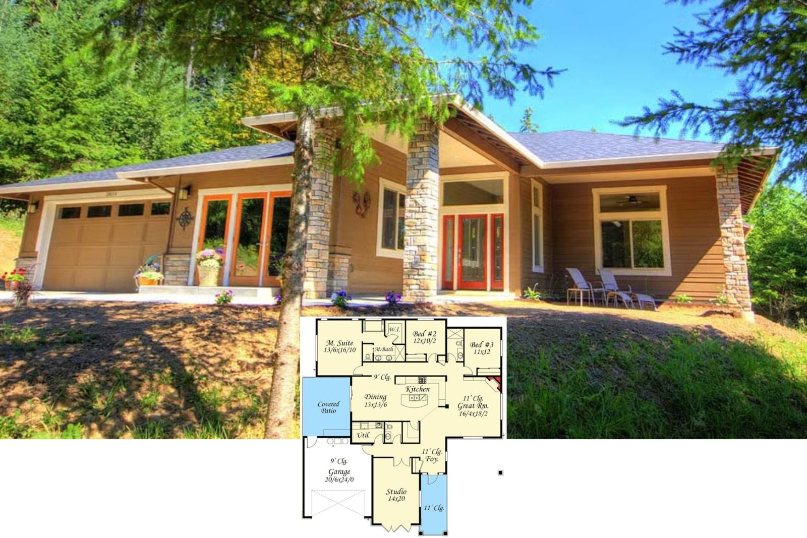 Pinehollow 4-Bedroom Prairie House Plan with Studio (2,040 Sq. Ft. Floor Plan)