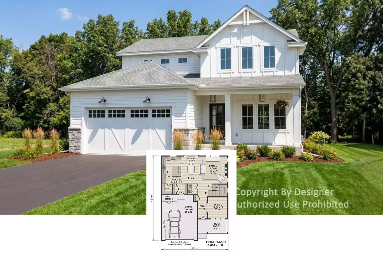 Grassington Way 4-Bedroom Farmhouse Layout with Front Porch (2,295 Sq. Ft. Floor Plan)