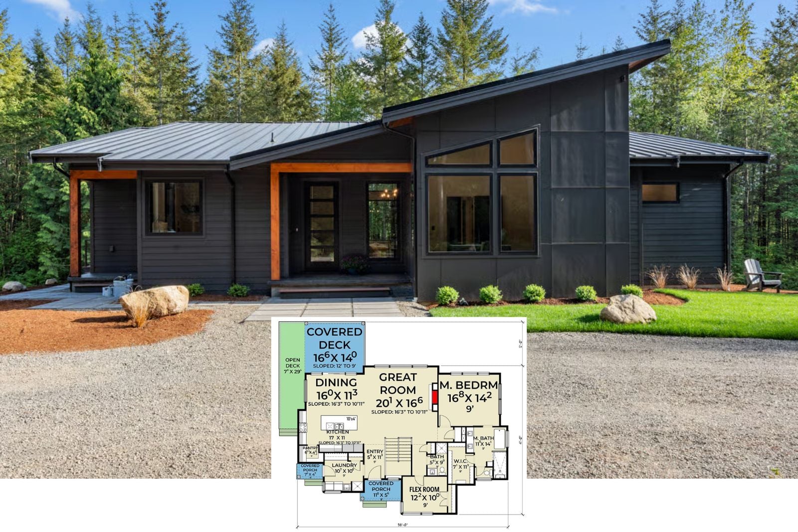 Check Out The Blackpine 4-Bedroom Mid-Century Modern House Plan with Covered Deck (2,783 Sq. Ft. Floor Plan)
