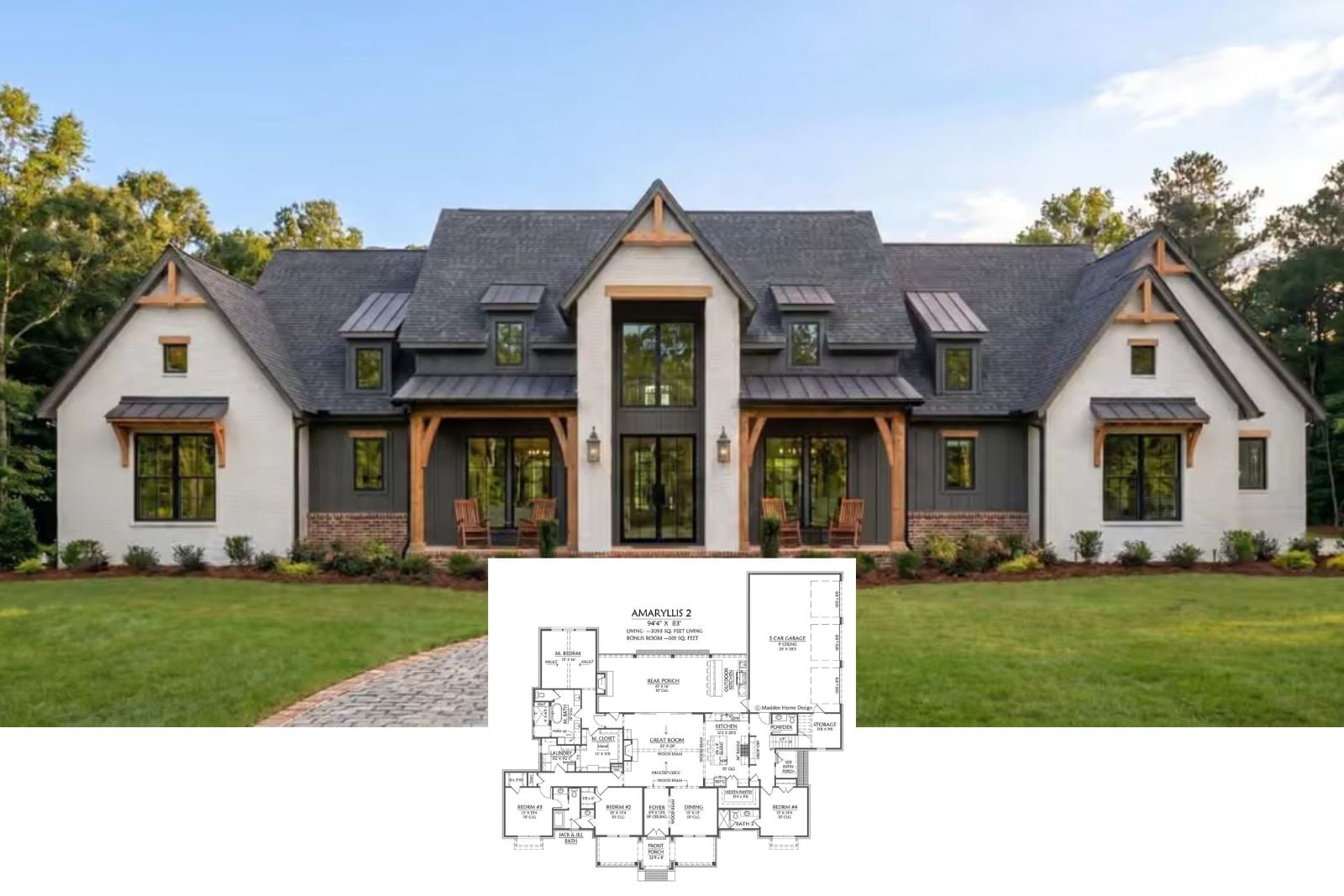Amaryllis 2 4-Bedroom Modern Farmhouse Layout with Bonus Room (3,093 Sq. Ft. Floor Plan)