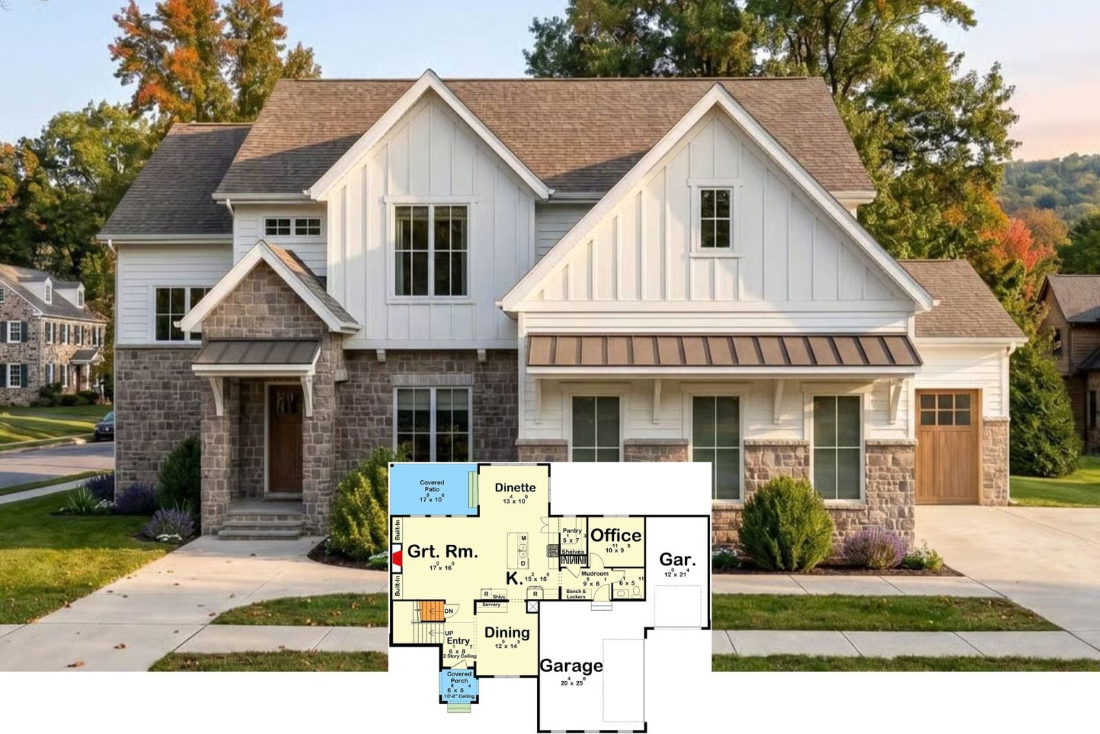 The Rubblewall 4-Bedroom Modern Farmhouse Layout with 3-Car Garage (2,849 Sq. Ft. Floor Plan)