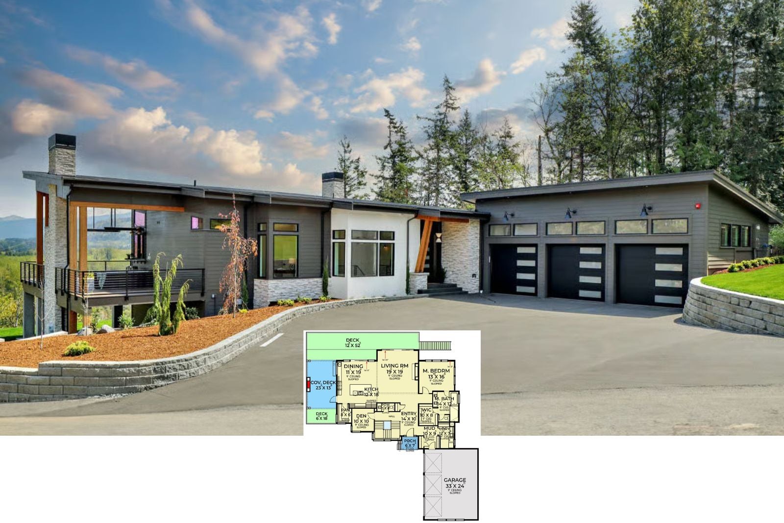 The Vantage 4-Bedroom Modern Ranch House Plan with Walkout Basement (3,986 Sq. Ft. Floor Plan)