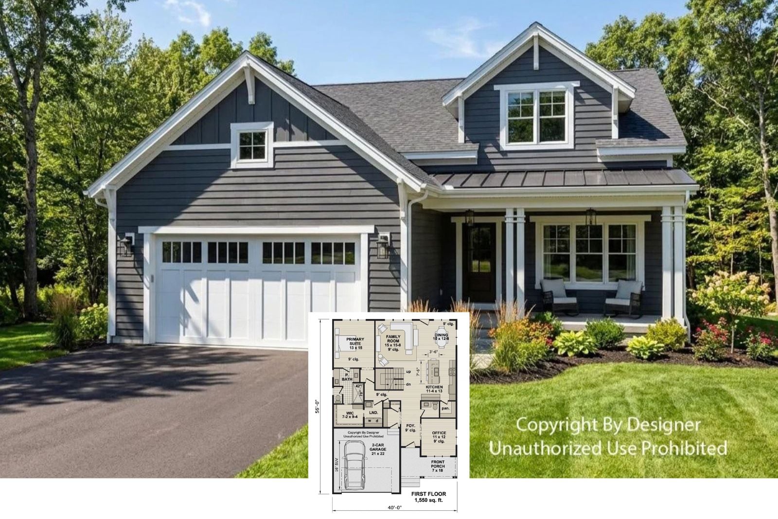 Slate Hollow 4-Bedroom Craftsman House Plan with Front Porch (2,227 Sq. Ft. Floor Plan)