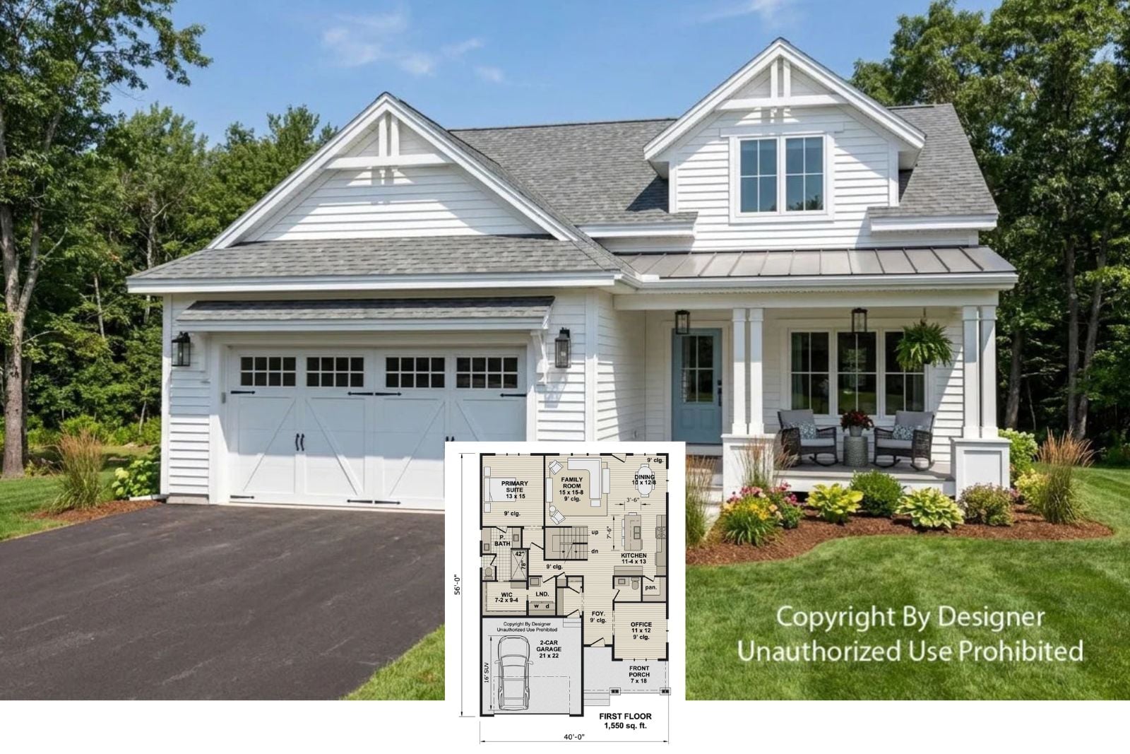 Willow Springs 4-Bedroom Modern Farmhouse Layout with Front Porch (2,227 Sq. Ft. Floor Plan)