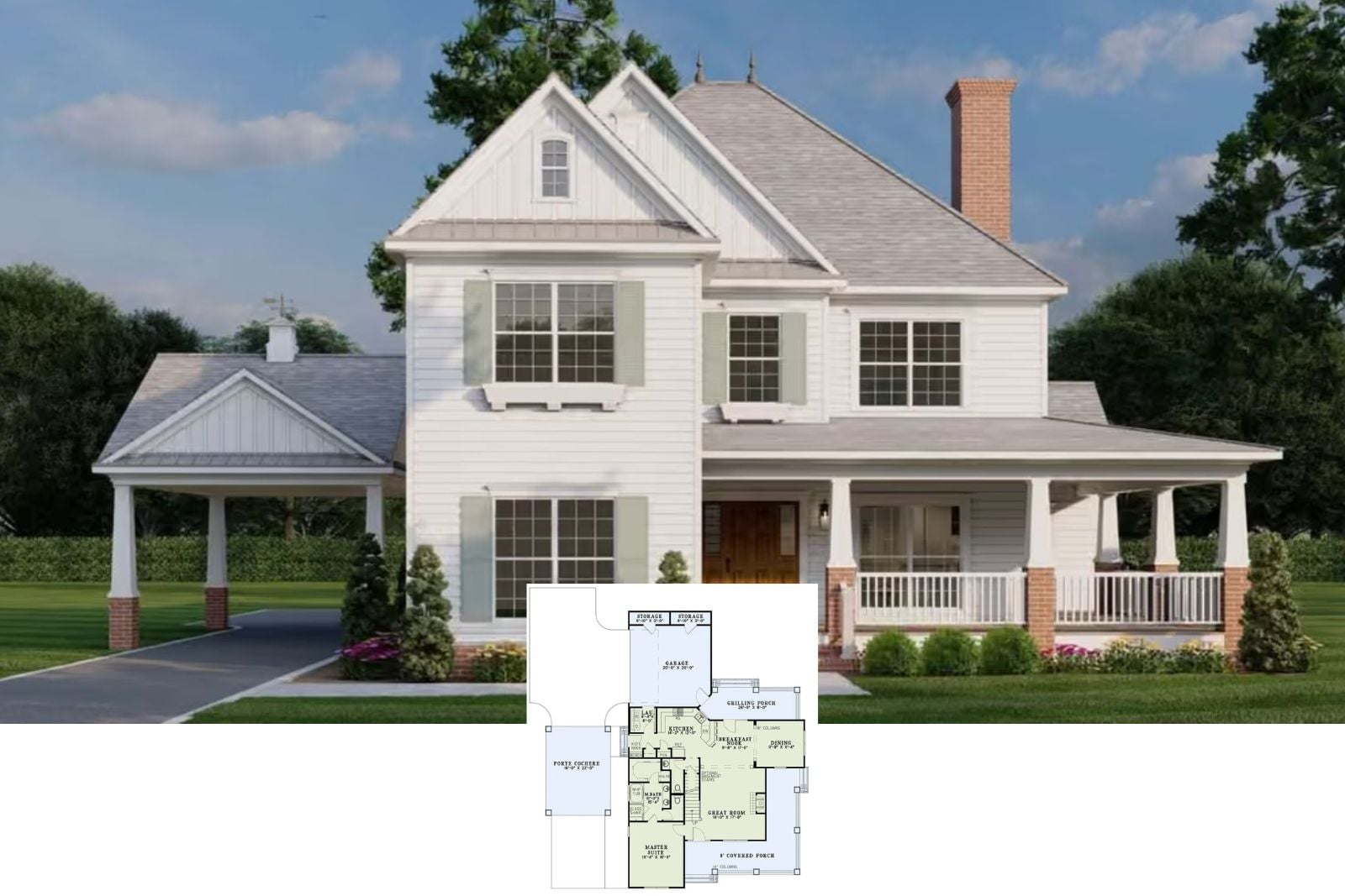 The Ainsworth 5-Bedroom Arts and Crafts House Plan with Wraparound Porch (2,516 Sq. Ft. Floor Plan)