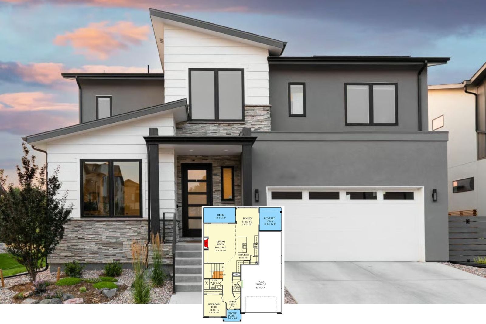 Holloway 5-Bedroom Modern Contemporary House Plan with Finished Basement (2,413 Sq. Ft. Floor Plan)