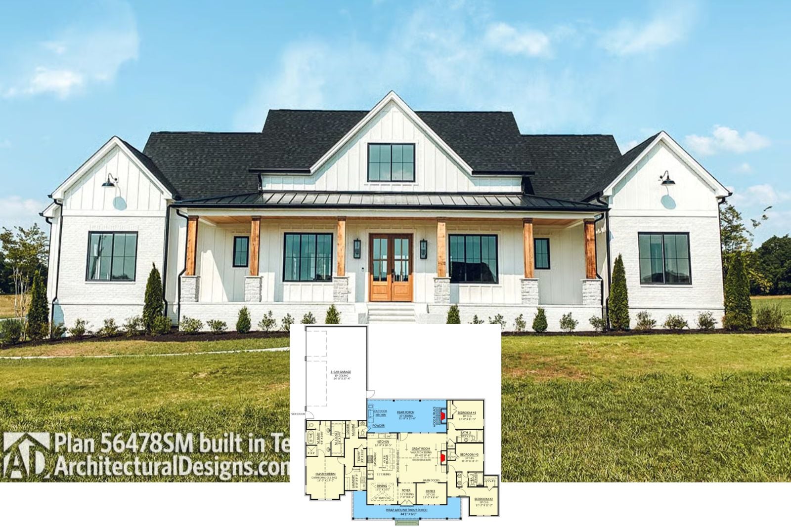Everly 5-Bedroom Modern Farmhouse Layout with Bonus Room (2,400 Sq. Ft. Floor Plan)