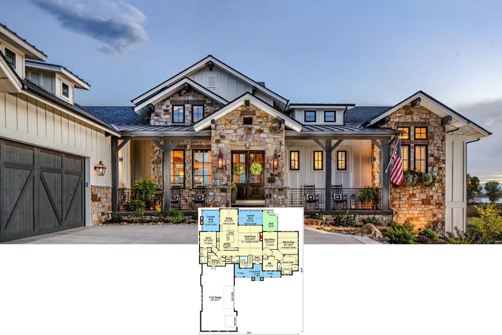 Get a Look at The Hearth and Ridge 5-Bedroom New American House Plan with 3-Car Garage (2,682 Sq. Ft. Floor Plan)