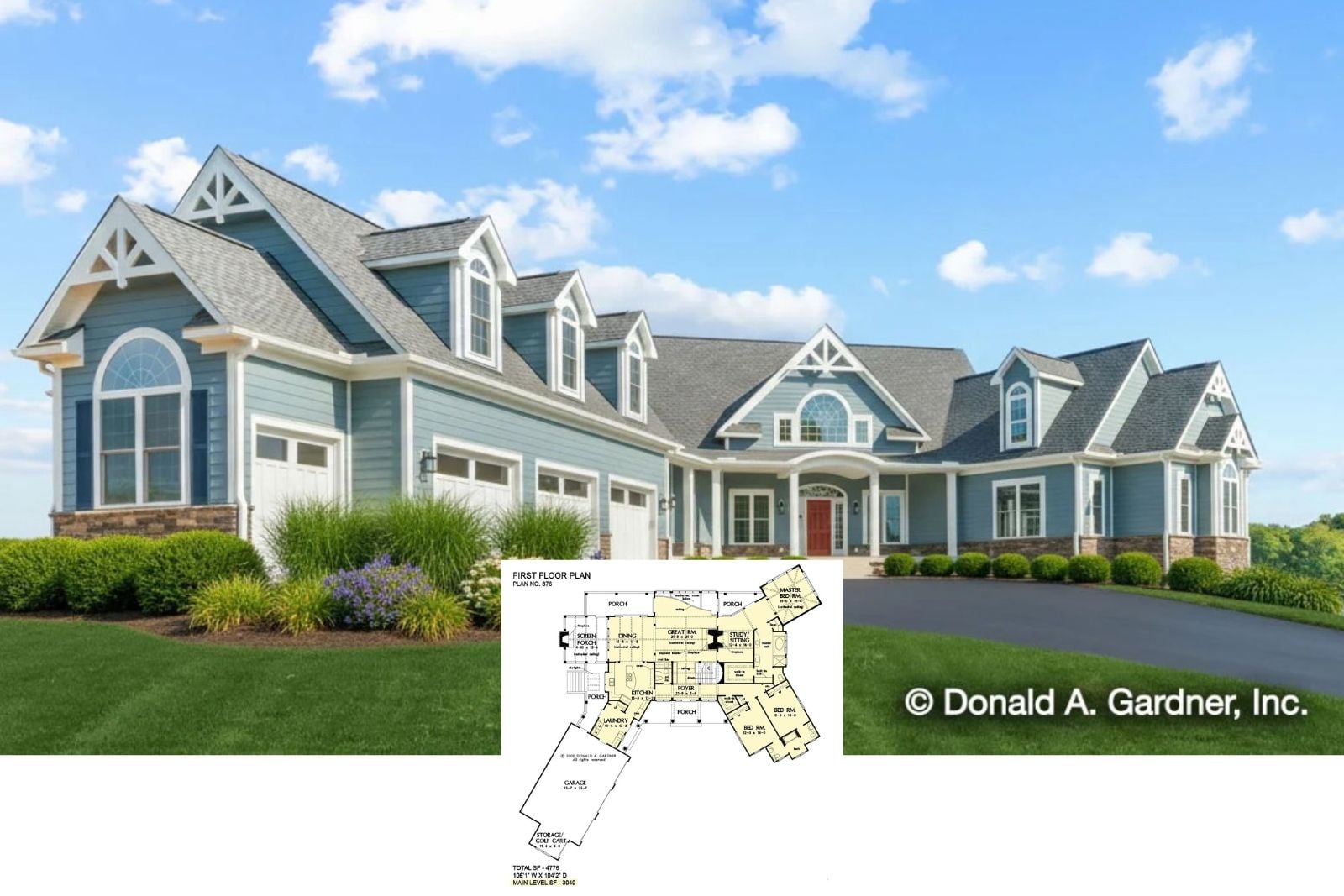 The Steeplechase 5-Bedroom Craftsman Ranch House Plan with Screened Porch (4,776 Sq. Ft. Floor Plan)