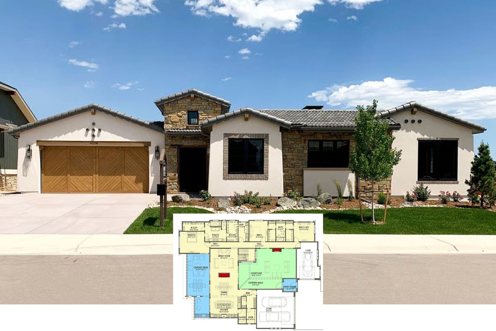 Get a Look at The Siena 5-Bedroom Tuscan House Plan with Courtyard (2,770 Sq. Ft. Floor Plan)