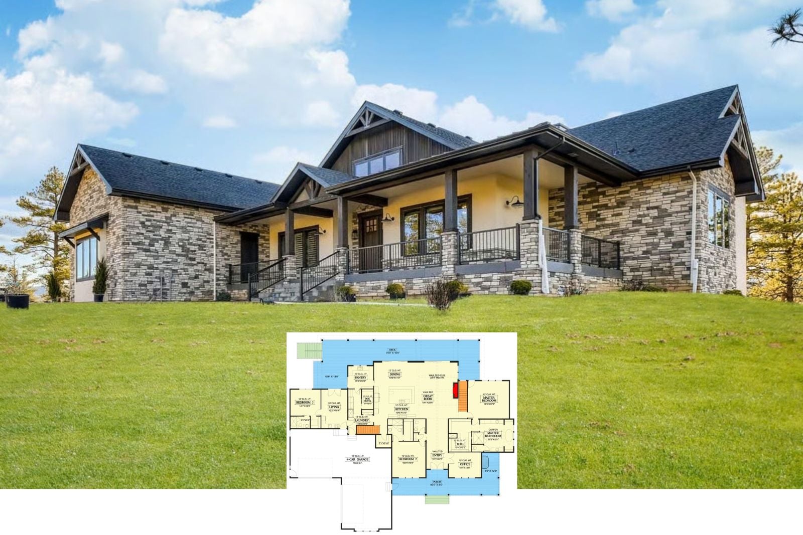 The Multipeak Lodge 6-Bedroom Mountain Craftsman House Plan with In-Law Suite (3,919 Sq. Ft. Floor Plan)