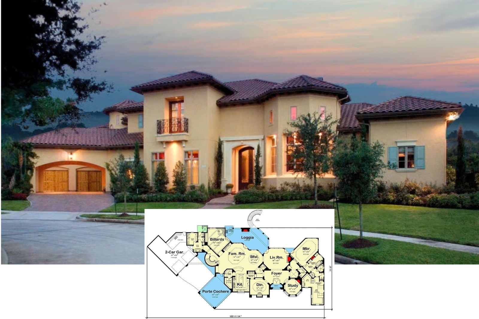 Montefiore 6-Bedroom Tuscan Villa House Plan with Loggia (6,834 Sq. Ft. Floor Plan)