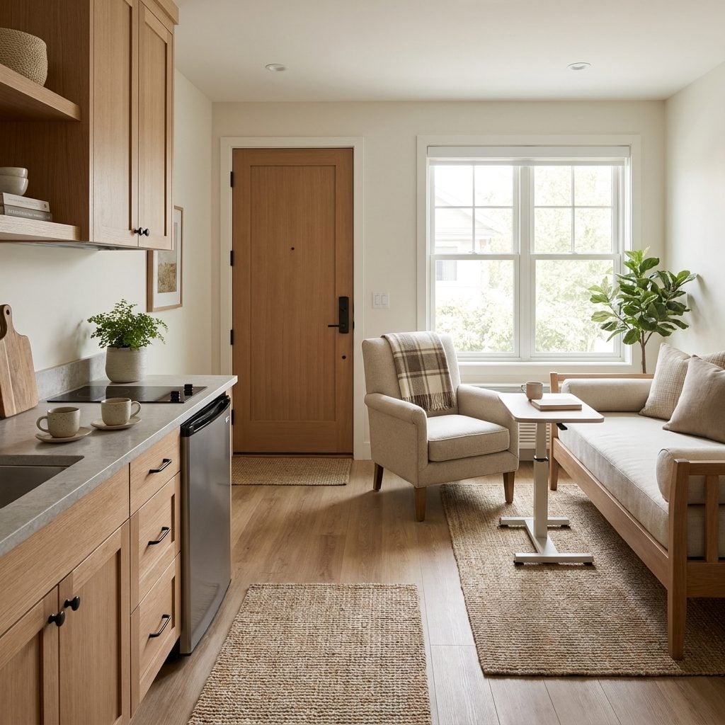 Flexible private suite with kitchenette and living area