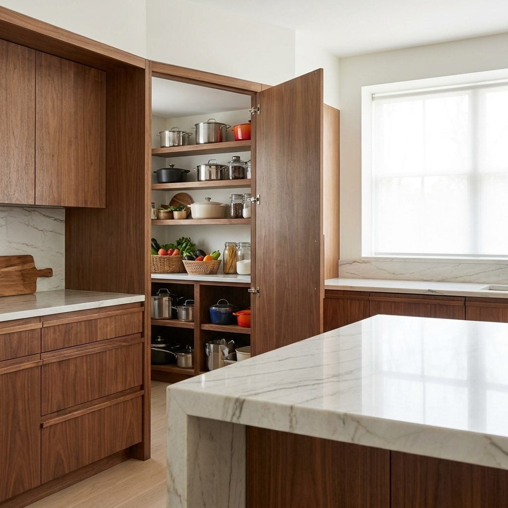Hidden prep pantry behind a luxury kitchen