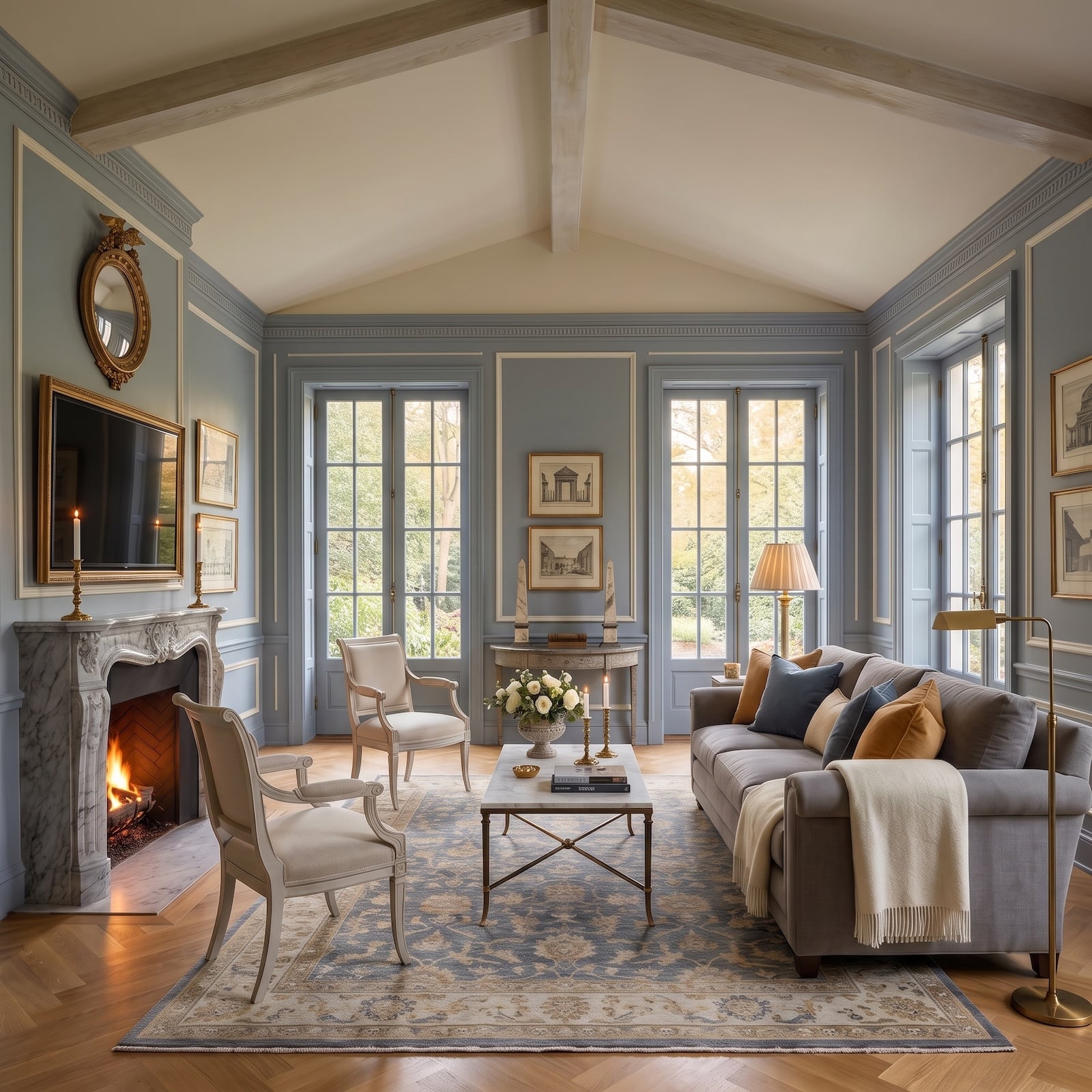 French country designed living room