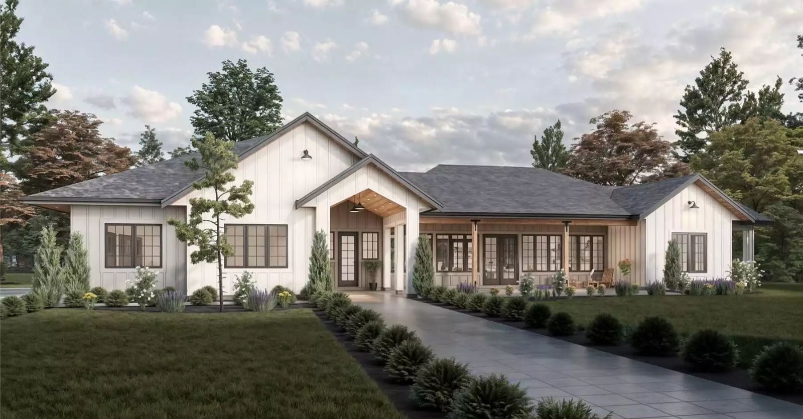 Adenville 3-Bedroom Traditional Farmhouse with 4-Car Garage Designed for Self-Made Homeowners Finally Building What They Always Wanted (Floor Plan)