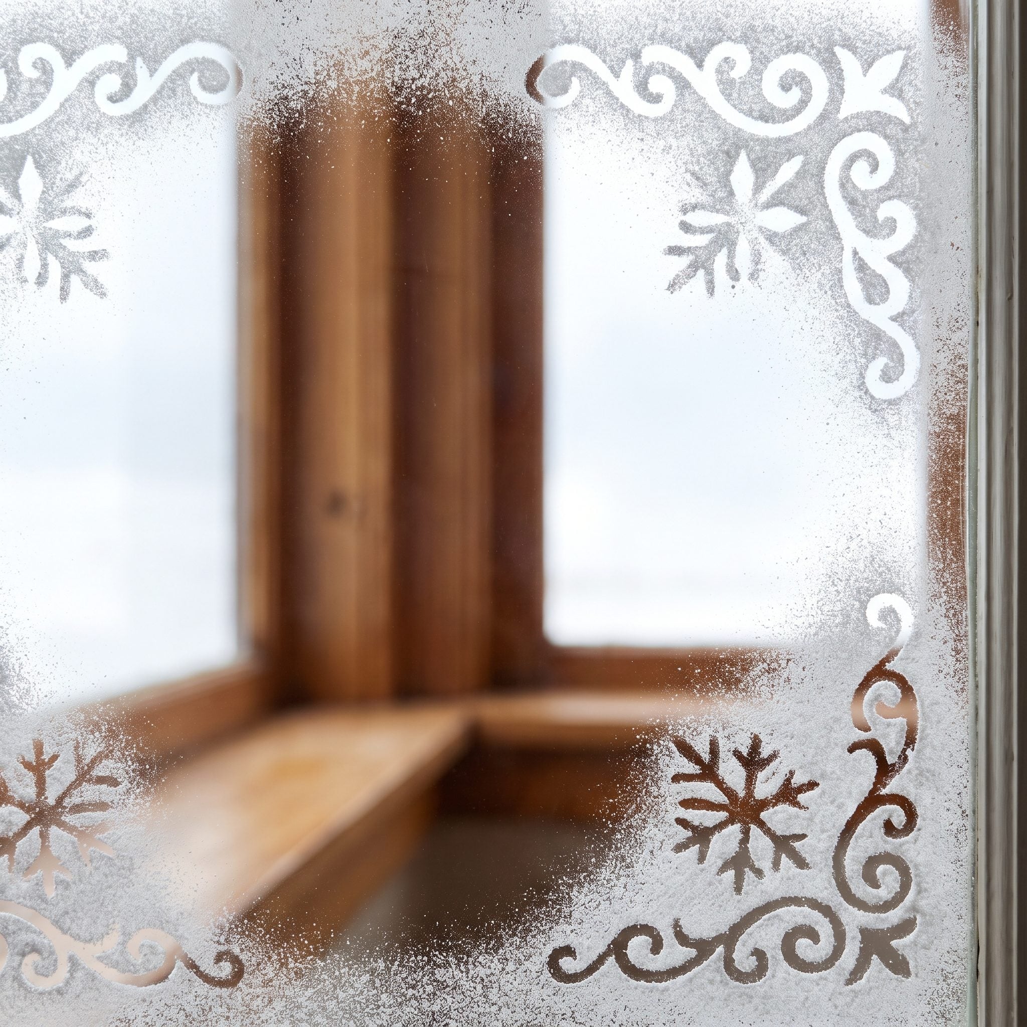 The Aerosol Snow Sprayed Into the Window Corners (And Somehow Onto the Curtains)