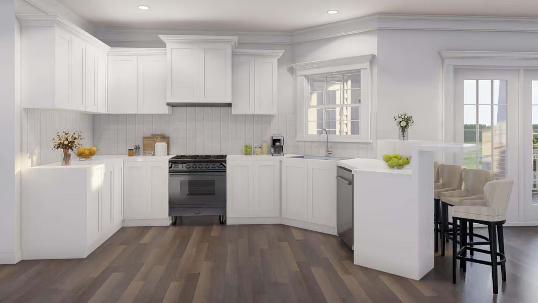 White Shaker Cabinets, a Range Hood Built In, and a Peninsula That Pulls Everyone In