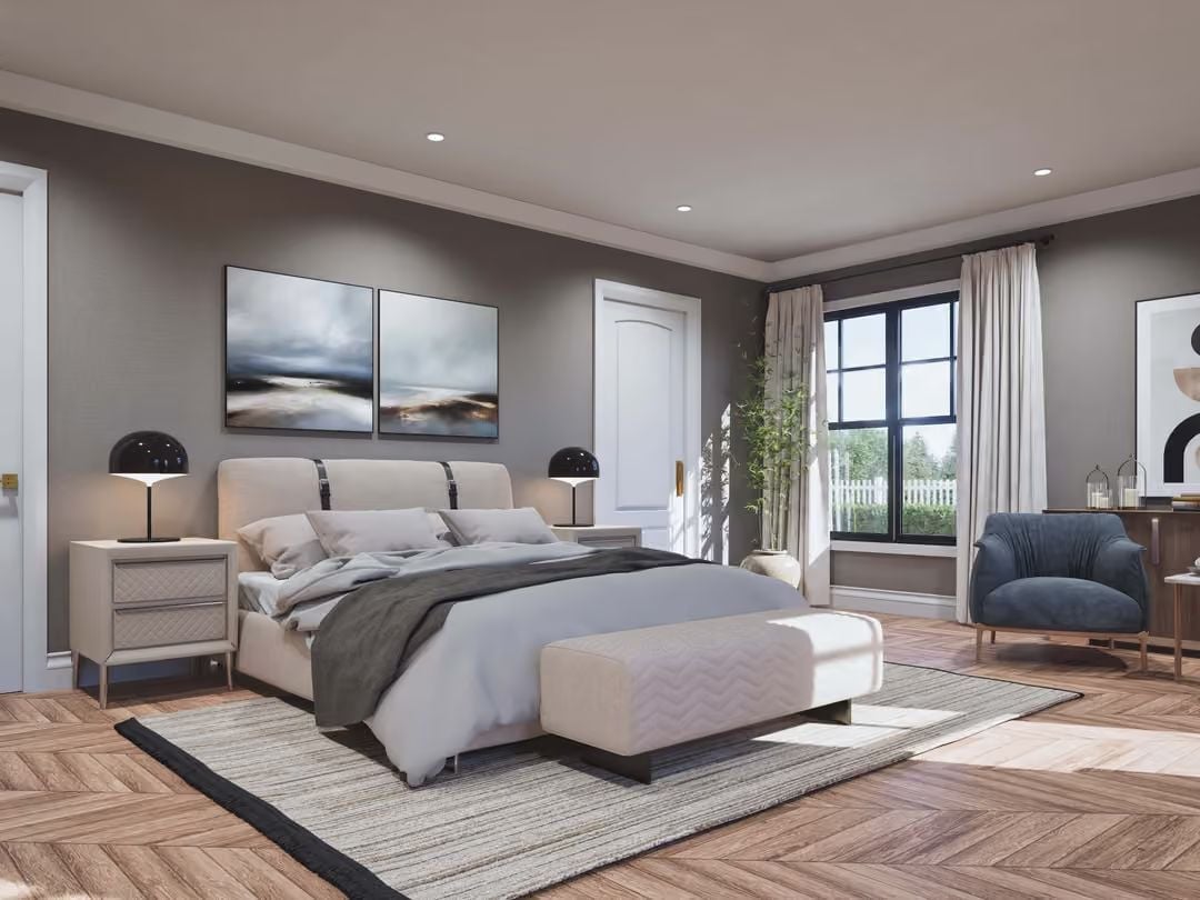 Herringbone Floors, Globe Lamps, and Bedding You Won't Want to Push Aside