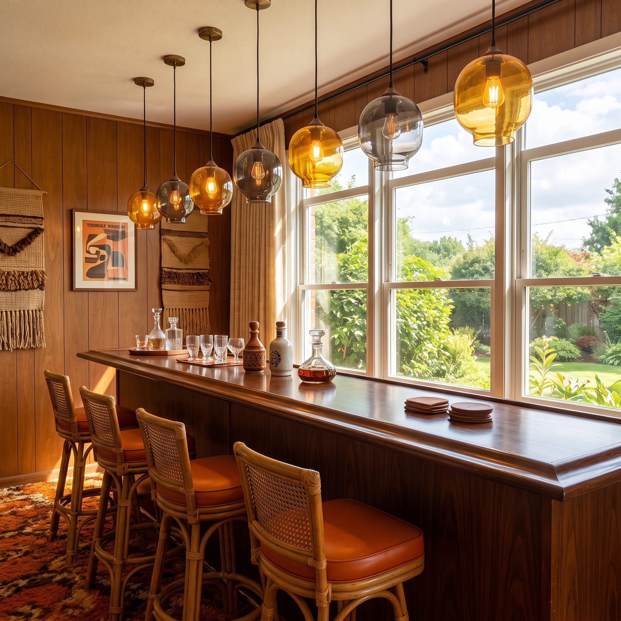 Amber and Smoked-Glass Pendant Lights: About $18 to $40 in 1974