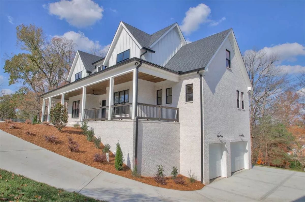 White Brick Exterior and Black Trim Doing What Modern Farmhouse Promised