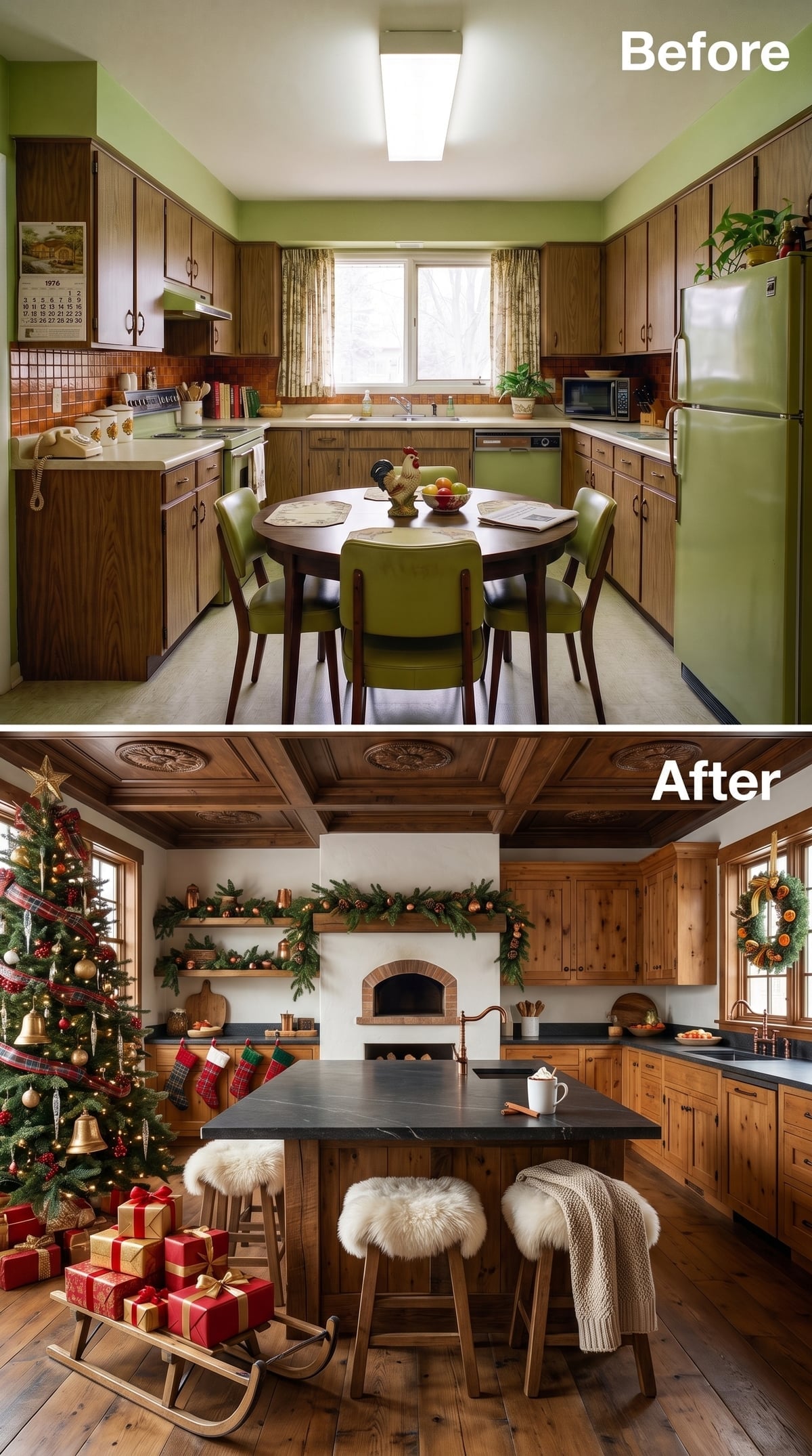 Knotty Pine Cabinetry, Soapstone Counters, and a Wood-Burning Oven That Earns Its Wall