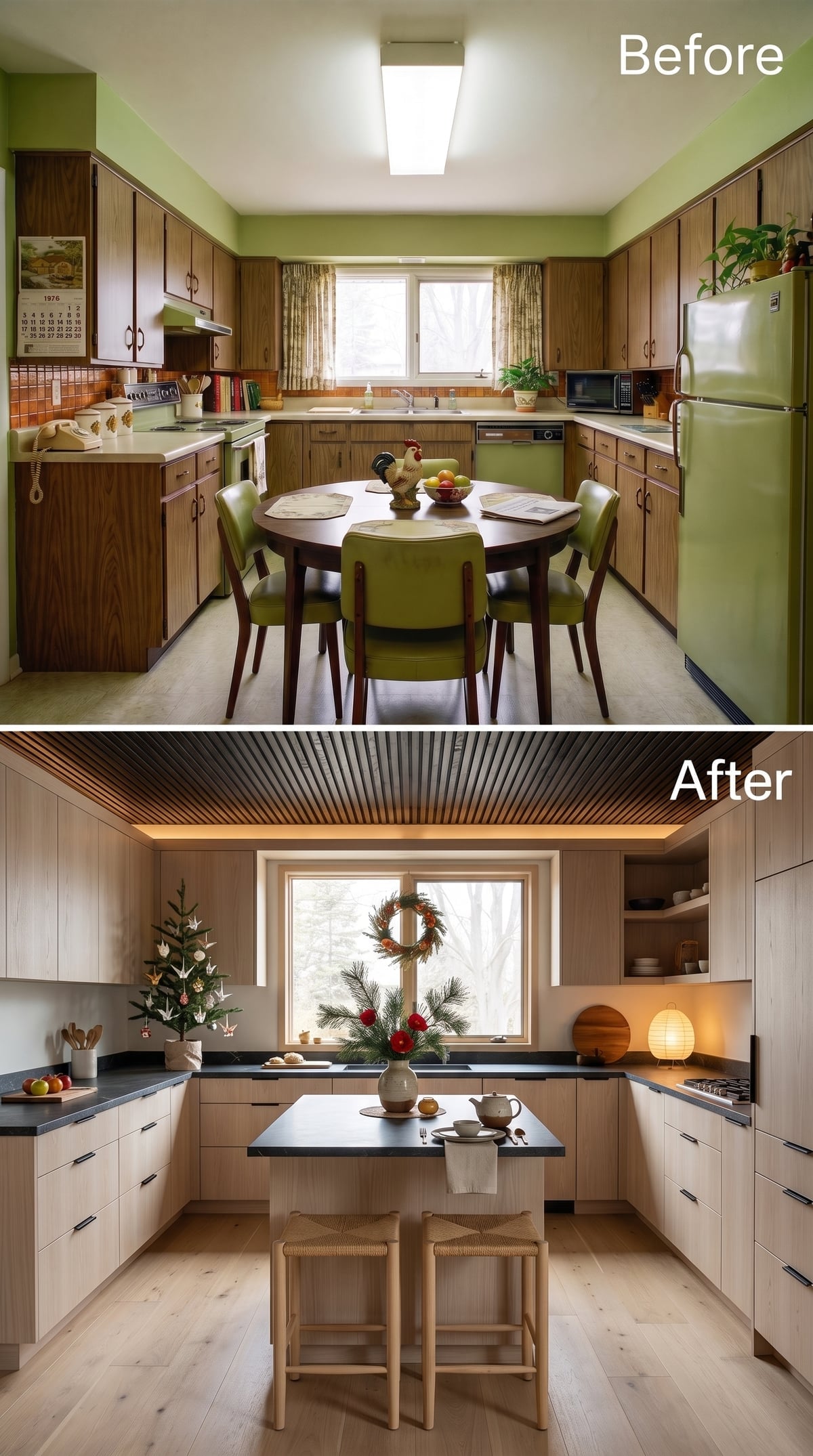 Light Oak, Slate Counters, and a Slatted Ceiling That Changes Everything