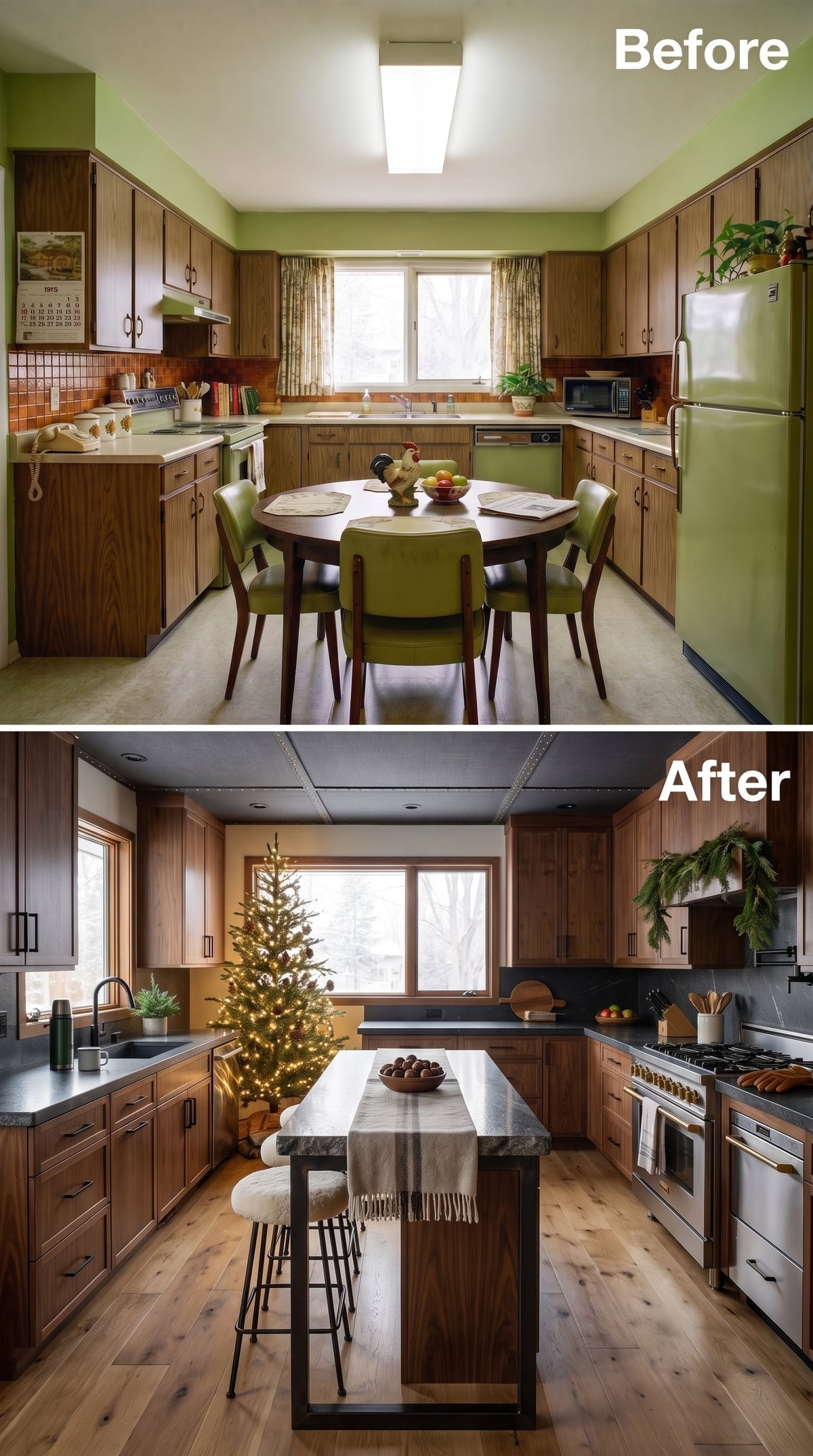 Walnut, Slate Counters, and a Christmas Tree That Found the Perfect Spot