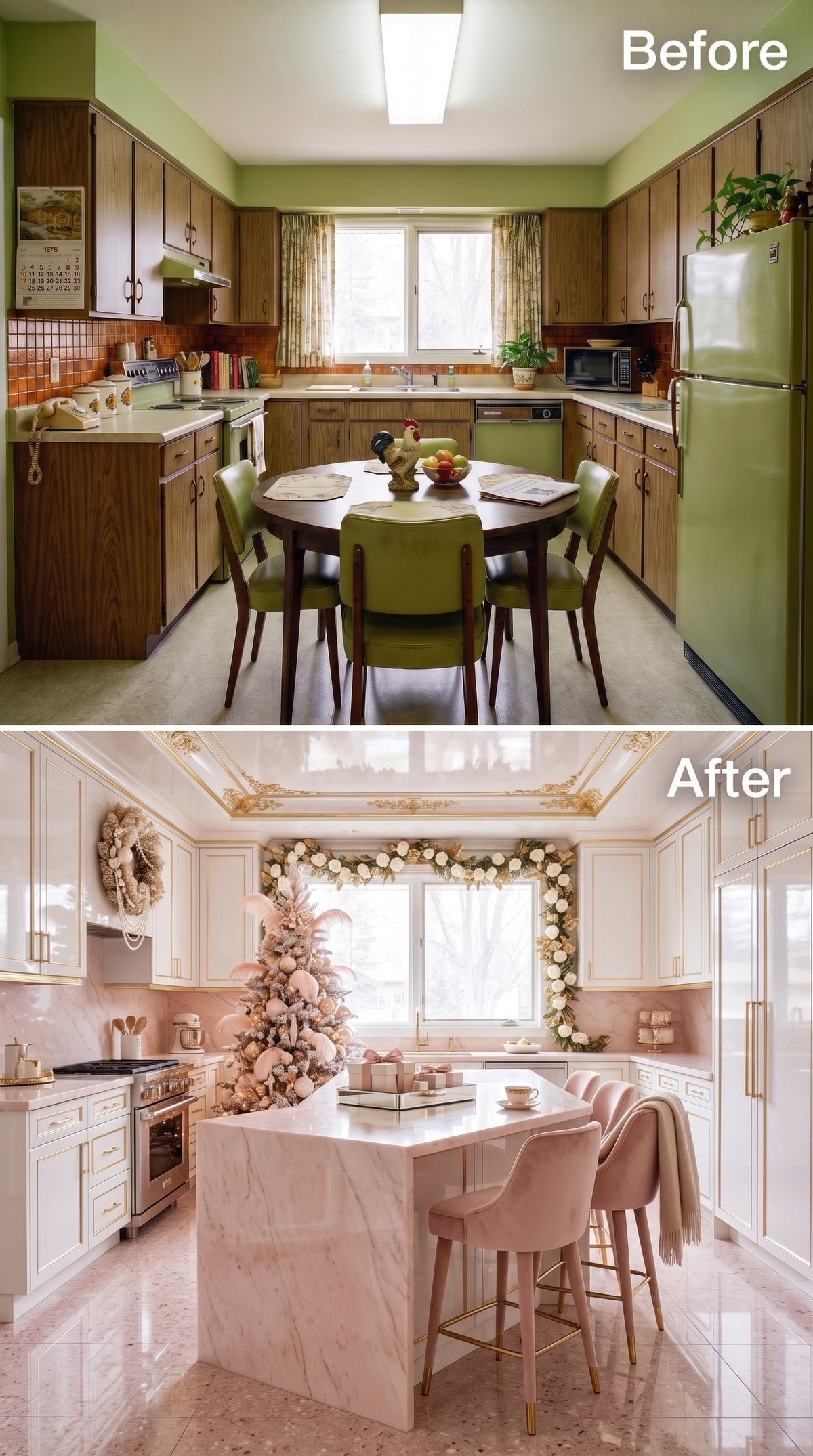 White Lacquer, Rose Marble, and Gold Trim That Makes Christmas Feel Inevitable