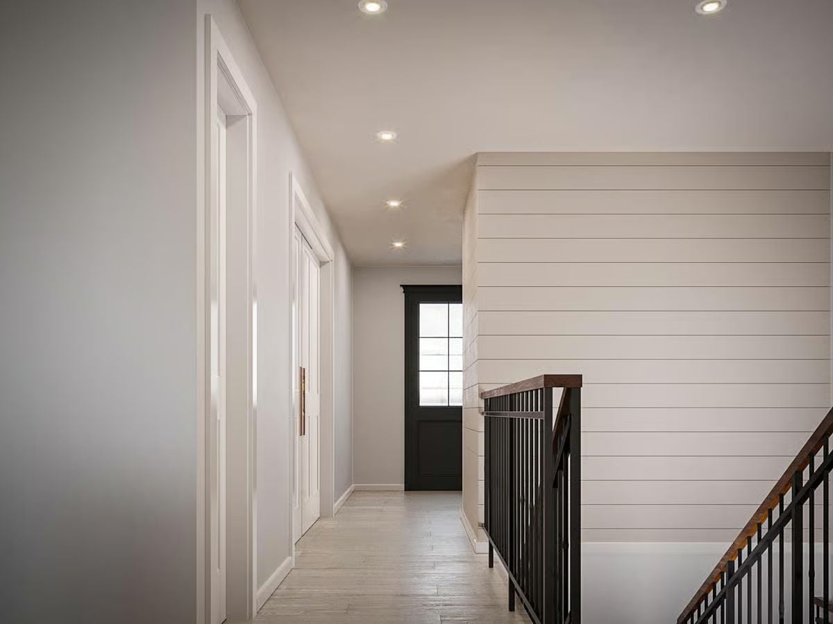 Shiplap Stairwell Wall That Makes the Hallway Do Its Job