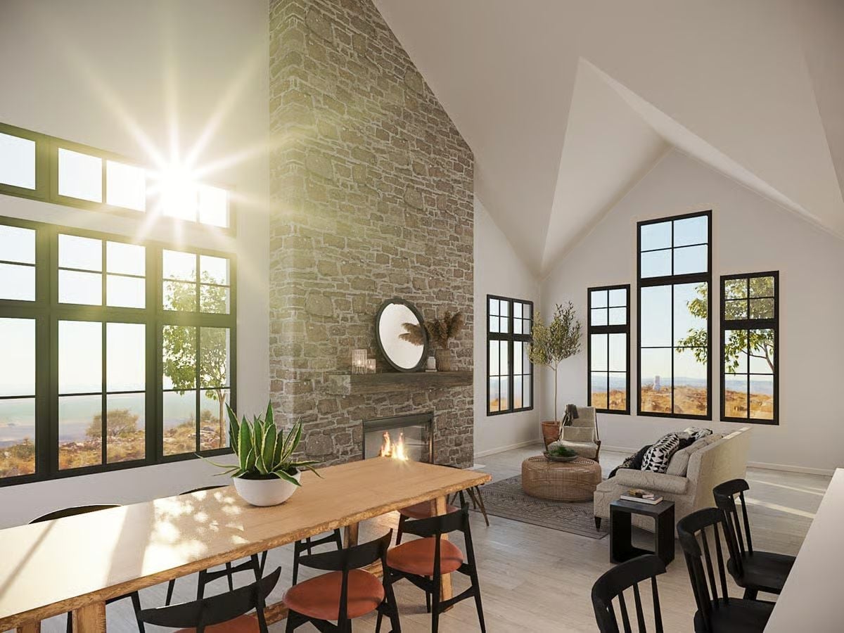 Stone Fireplace Going Straight to the Roofline, and It Earned Every Inch