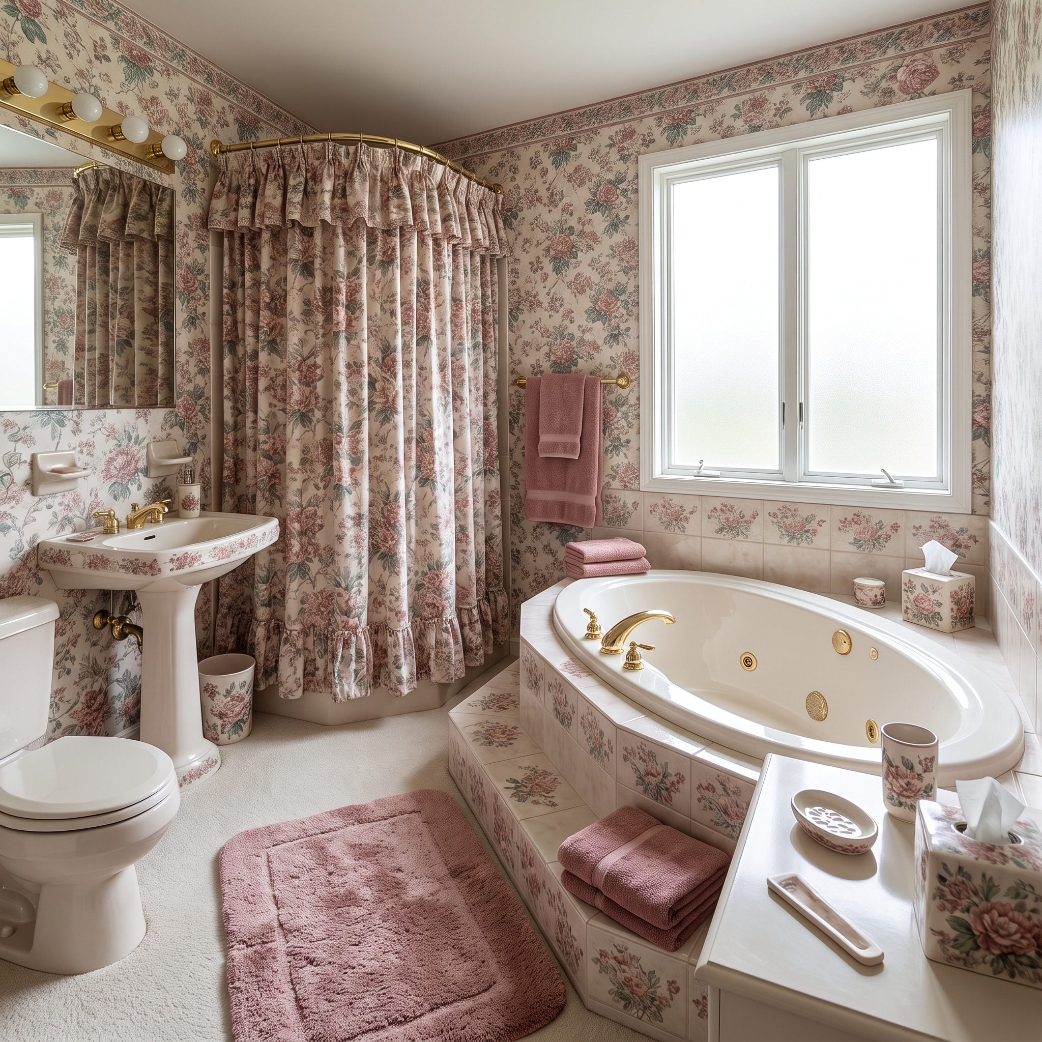 The Bathroom That Looked Like Someone Bought the Entire Coordinating Collection in One Trip