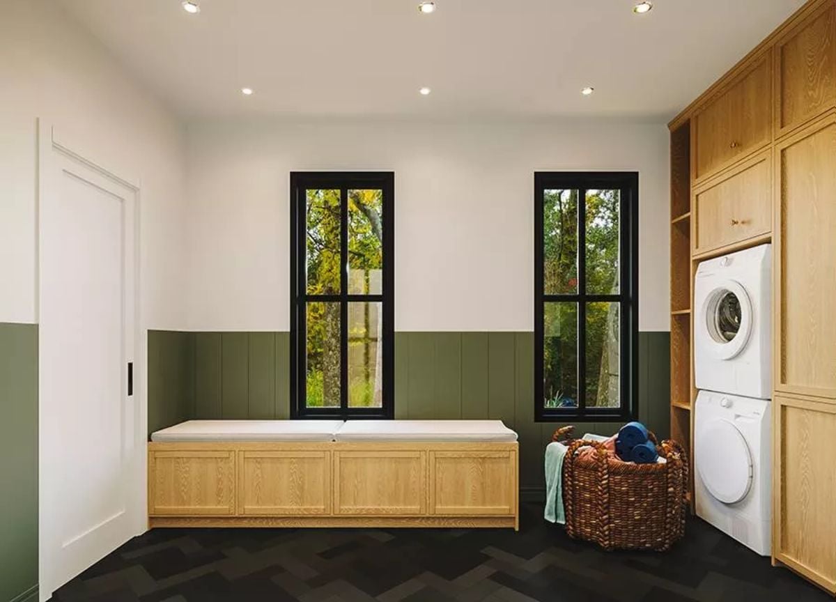 Stacked Washer-Dryer, Wainscoting, and a Mudroom That Actually Works