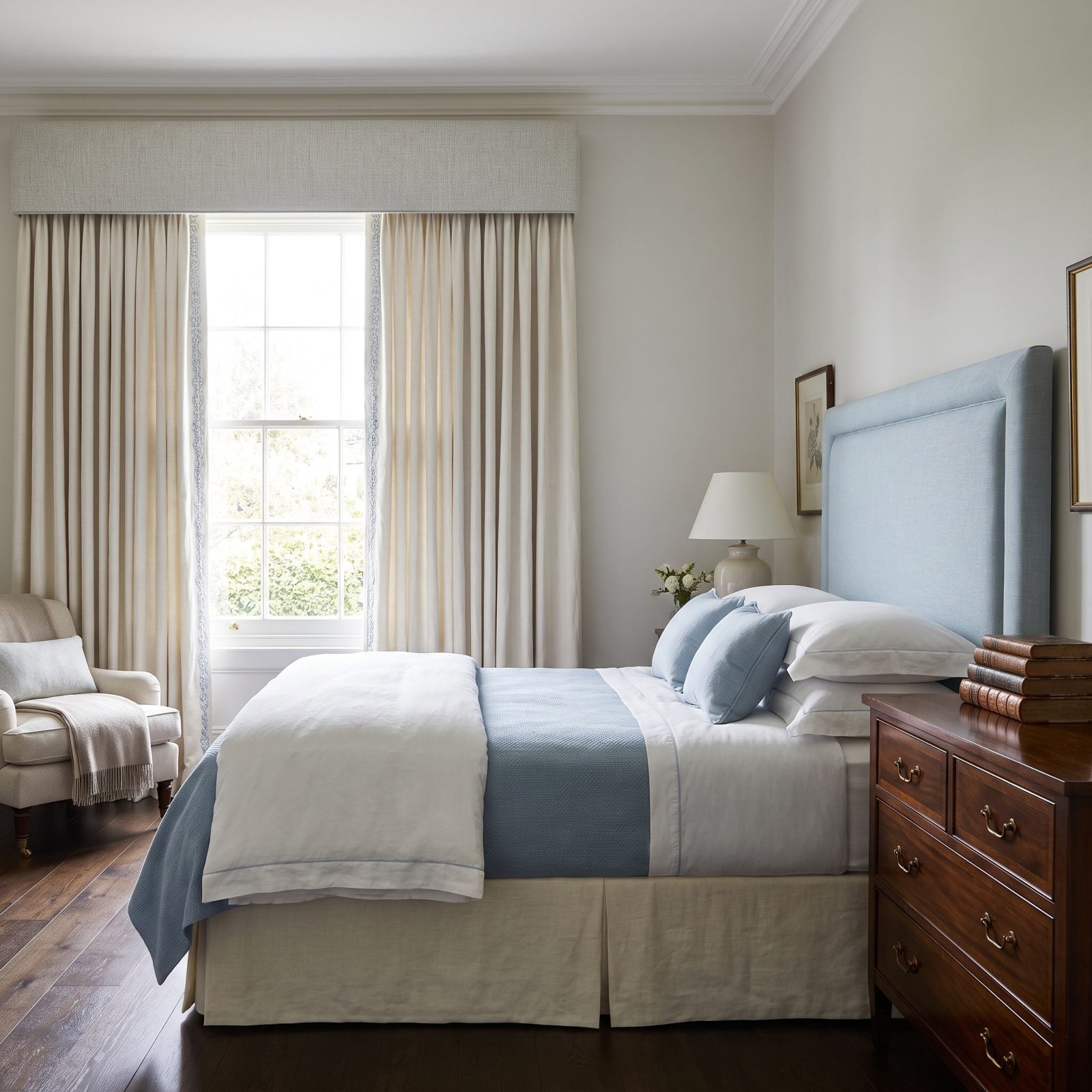 Bedroom With a Pelmet Concealing the High Curtain Track