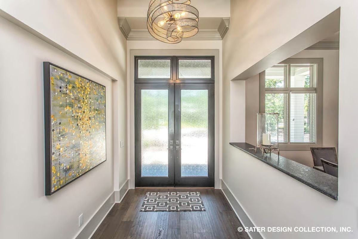 Wire Pendant, Glass Doors, and One Painting That Pulls the Whole Entry Together