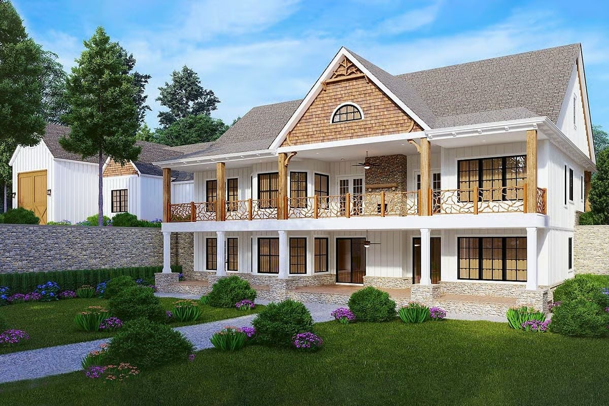 Wrapped Porches, Cedar Accents, and a Backyard That Means Business