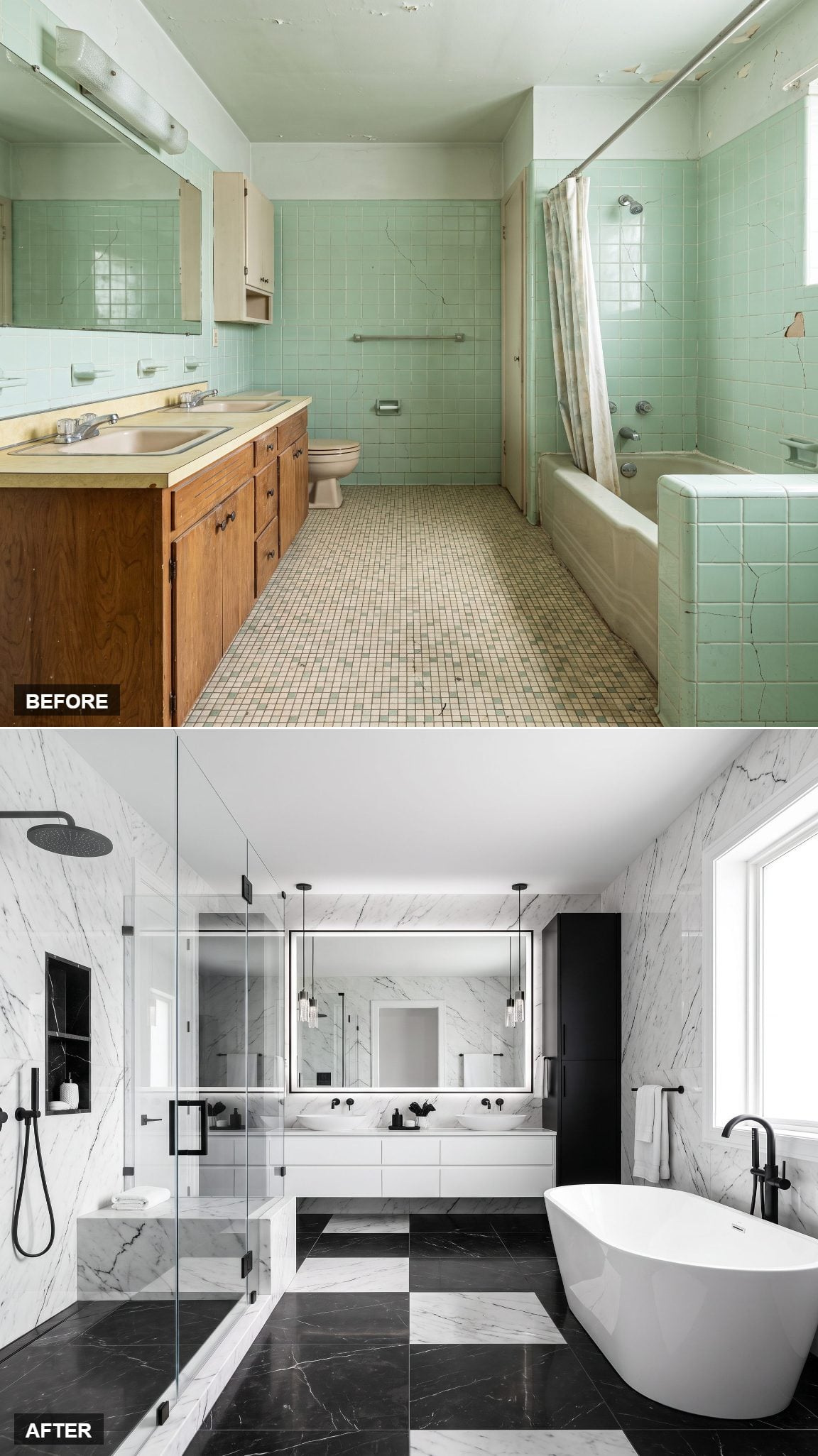 A Black-and-White Gallery Bathroom With Graphic Bones