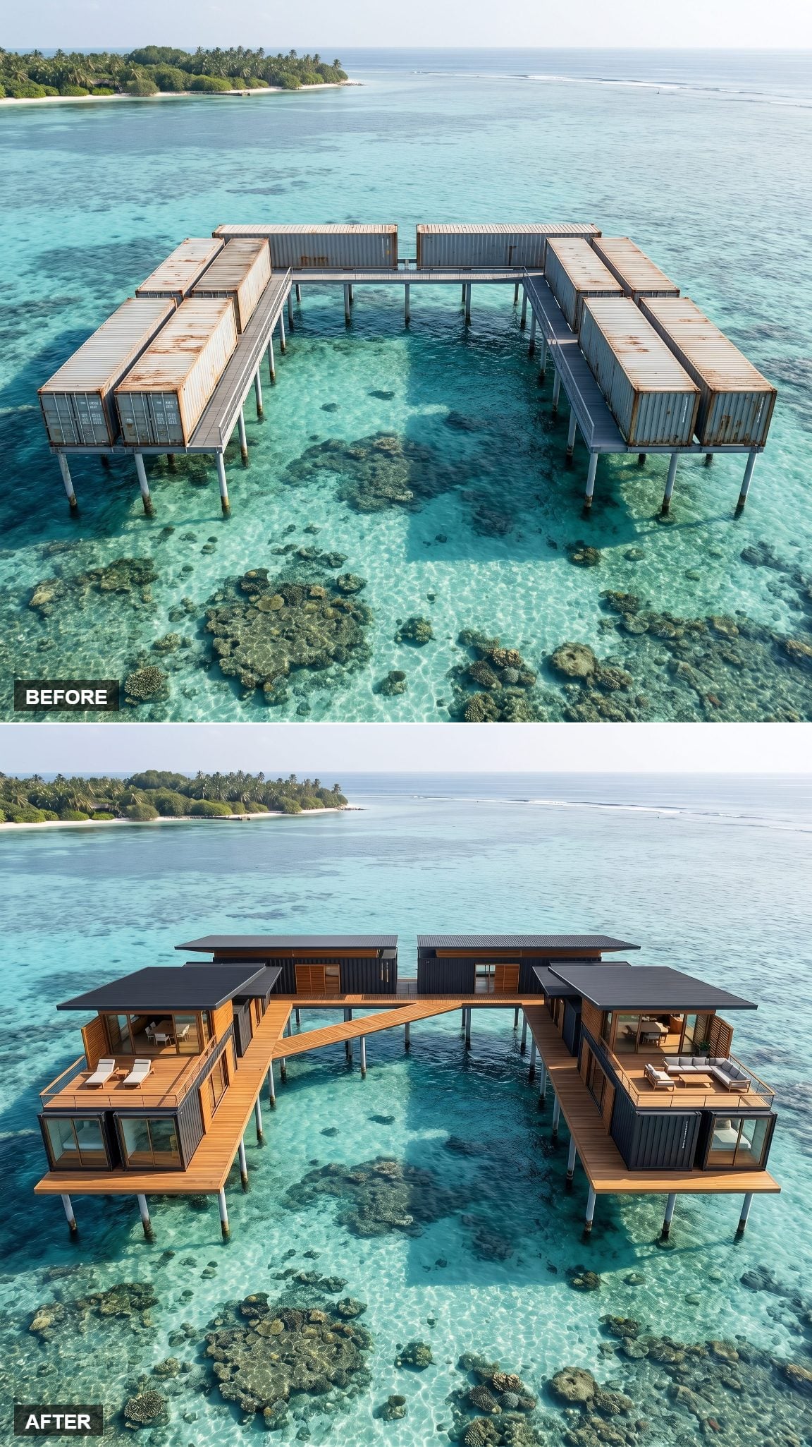 Black Tropical Luxury, Moody and Modern Over the Water